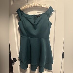 Emerald green off the shoulder junior size 11 dress